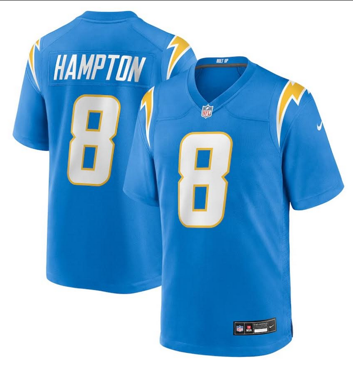 Men Los Angeles Chargers 8 Hampton blue Nike NFL 2025 Jersey